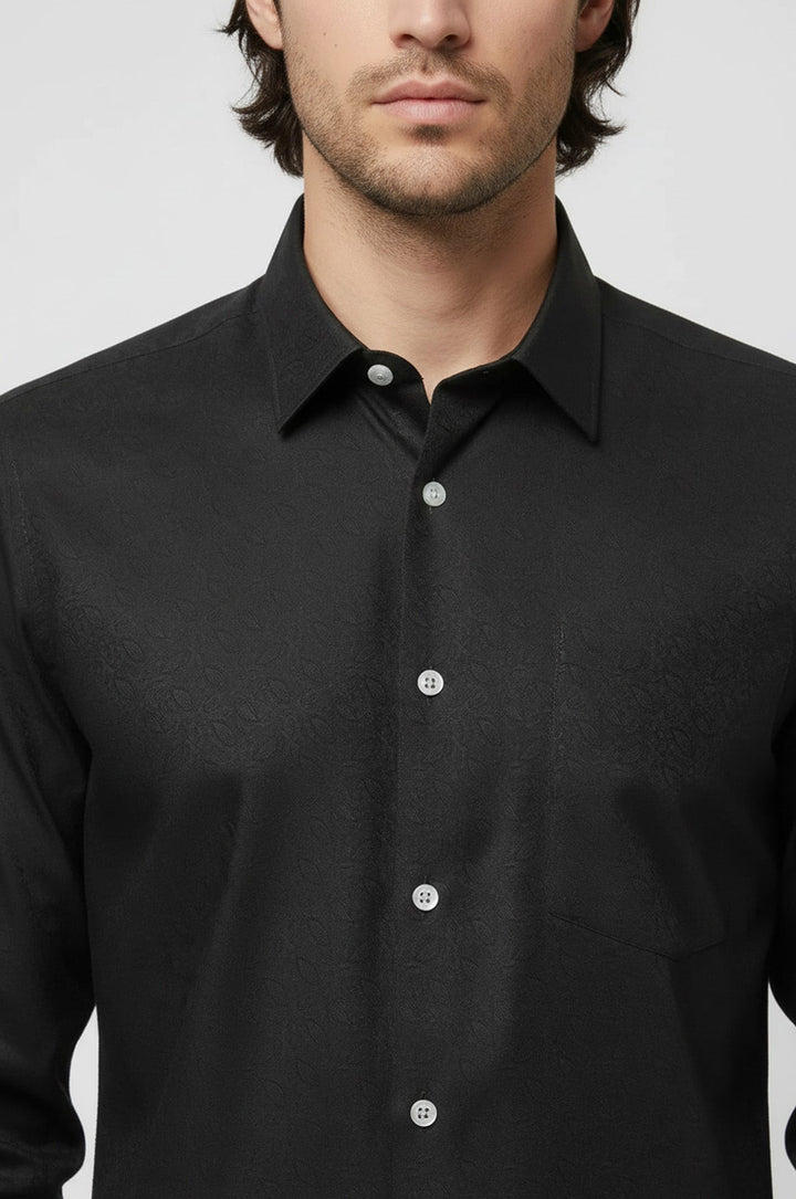 Green Self Patterned Slimfit Shirt - Wessi