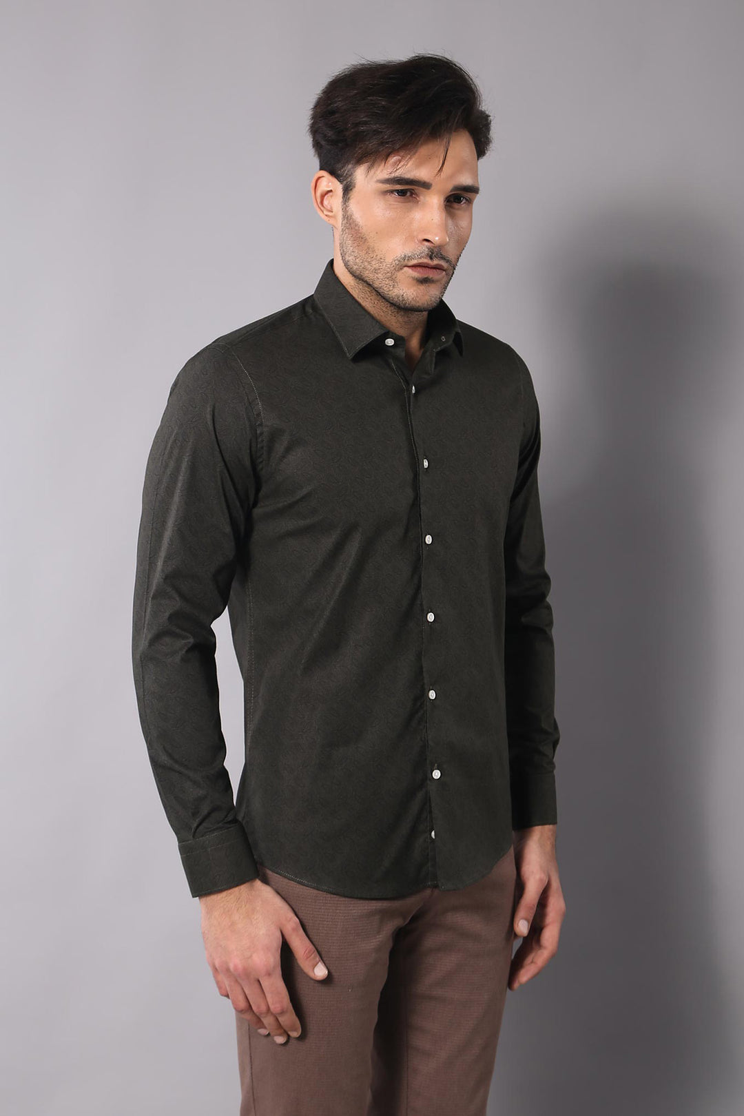 Camisa Slimfit Verde Autoestampada - Wessi