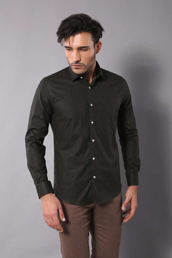 Camisa Slimfit Verde Autoestampada - Wessi
