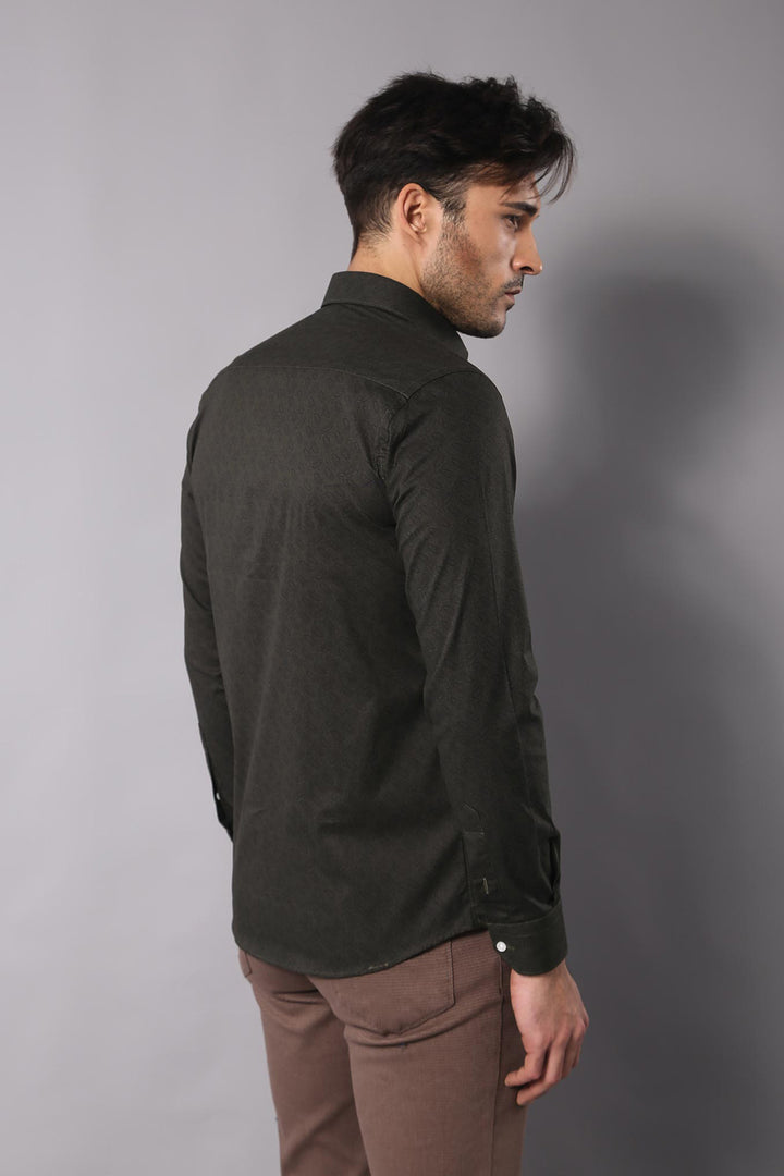 Camisa Slimfit Verde Autoestampada - Wessi