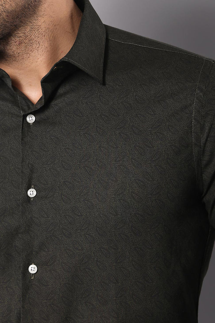 Camisa Slimfit Verde Autoestampada - Wessi