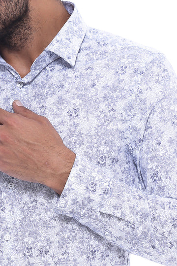 Рубашка серого цвета с цветочным узором Slim Fit | Весс