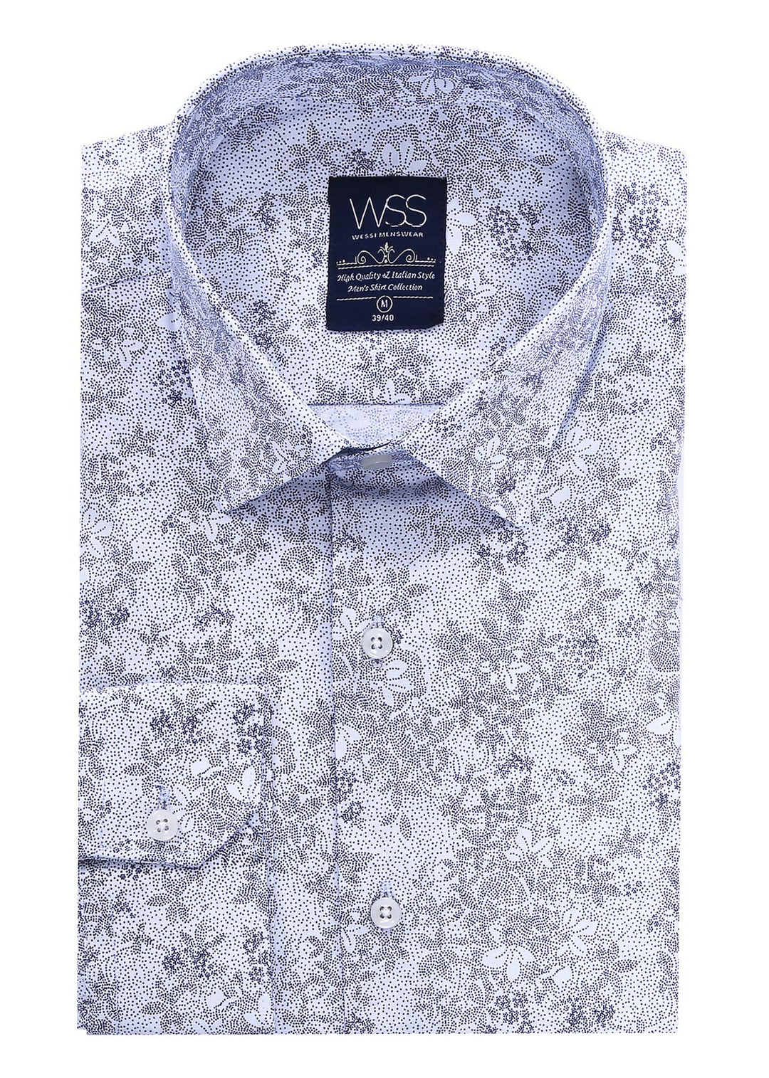 Grey Flower Patterned Slim Fit Shirt | Wessi