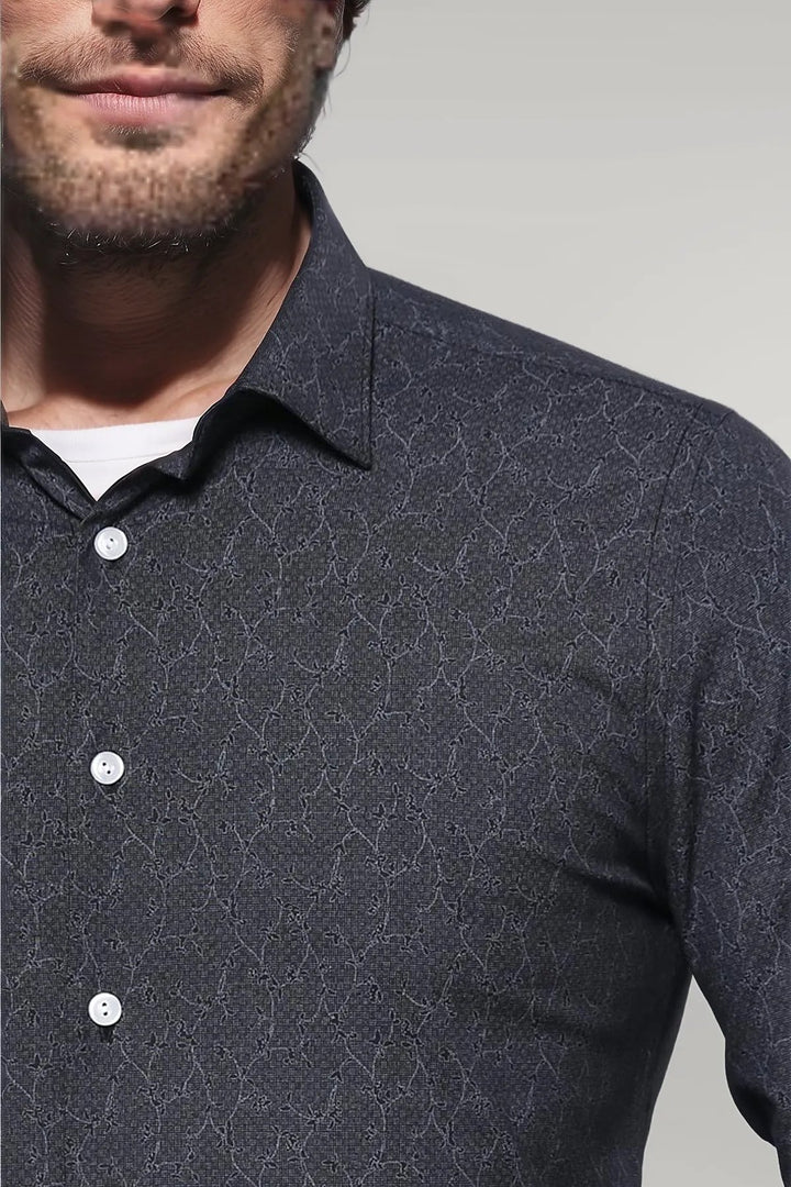 Black Patterned Men's Shirt | Wessi