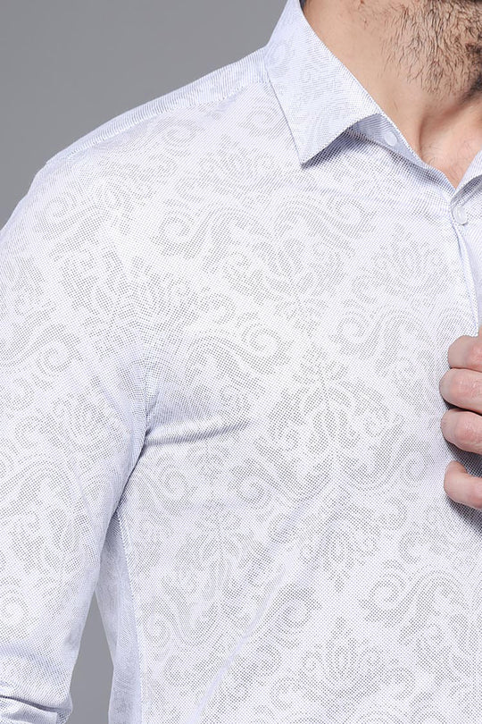 Chemise blanche à manches longues à motifs | Wessi - Wessi