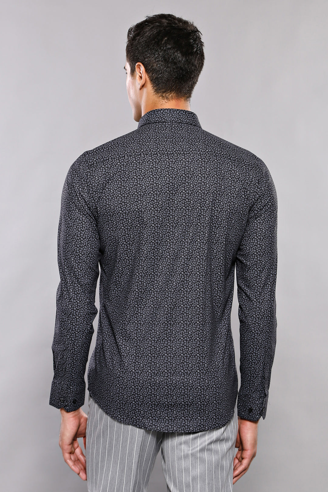 Patterned Black Long Sleeve Shirt | Wessi