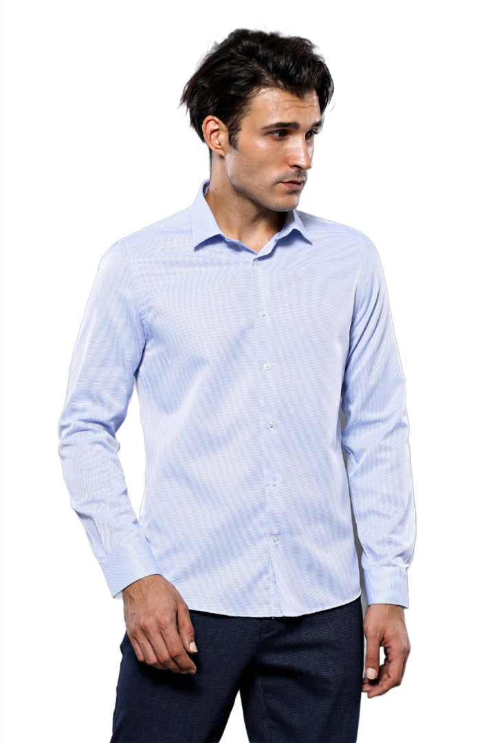 Camicia casual blu con motivo a pois | Wessi - Wessi