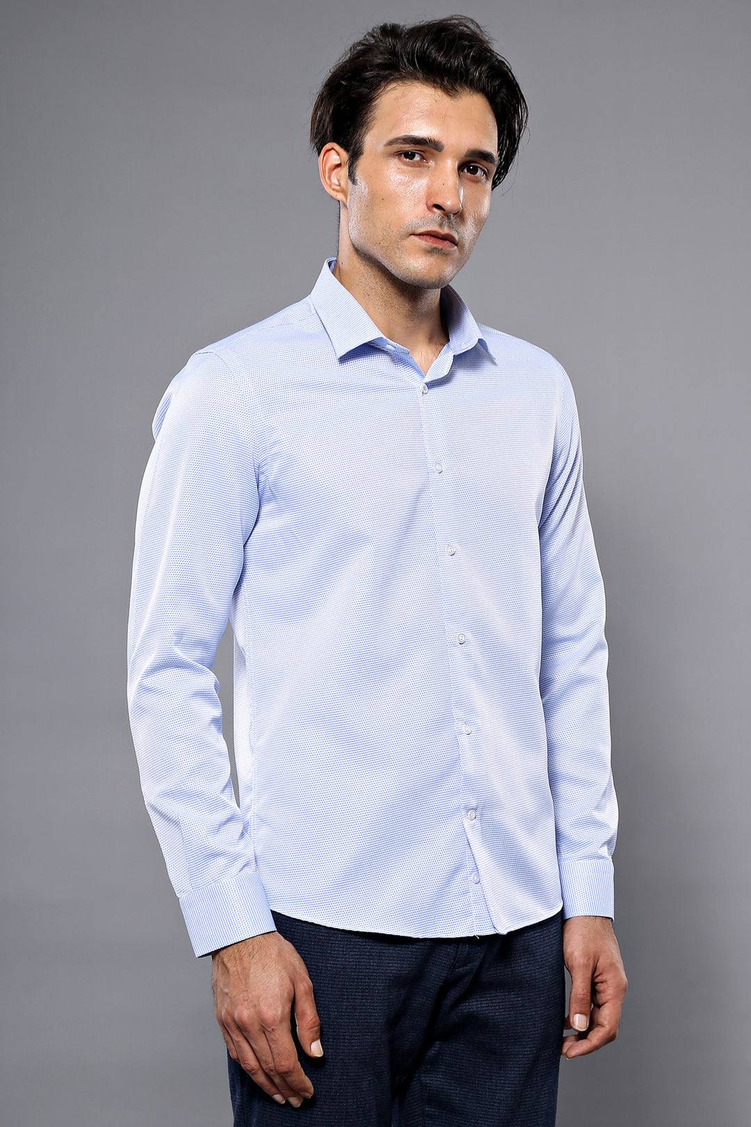 Camicia casual blu con motivo a pois | Wessi - Wessi