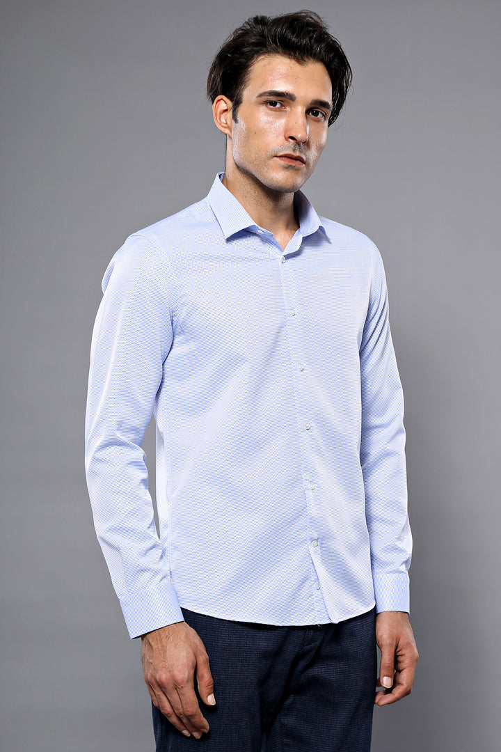 Camicia casual blu con motivo a pois | Wessi - Wessi