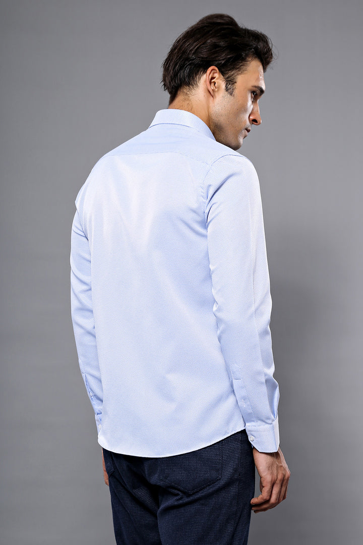 Camicia casual blu con motivo a pois | Wessi - Wessi