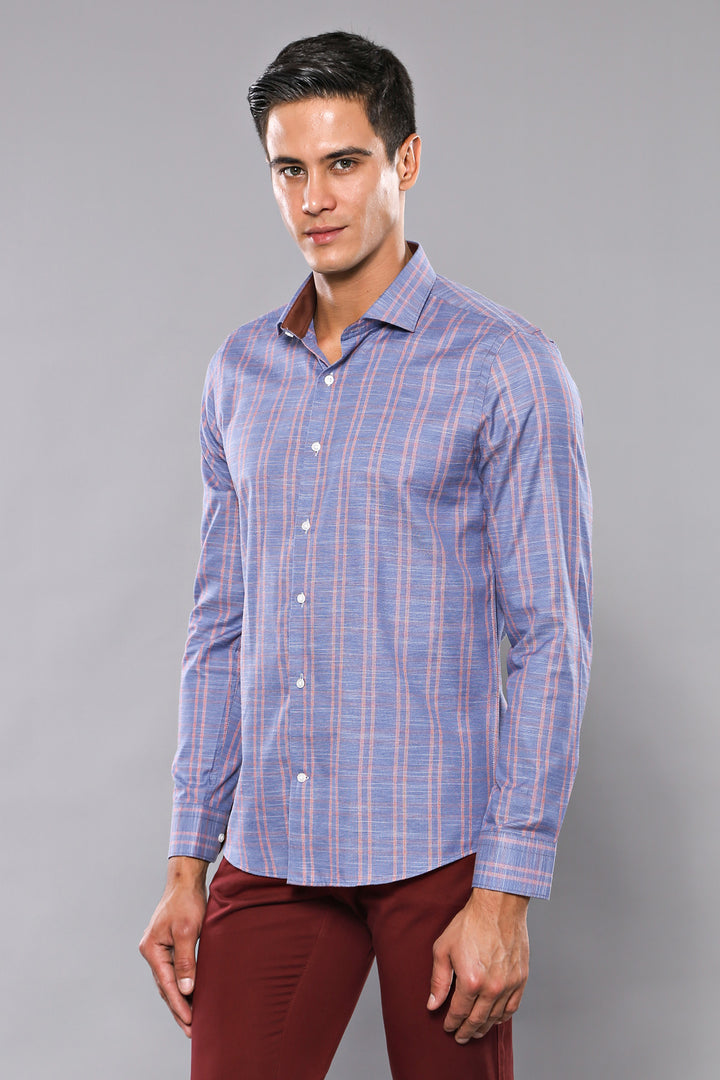 Camisa casual azul a cuadros | wess
