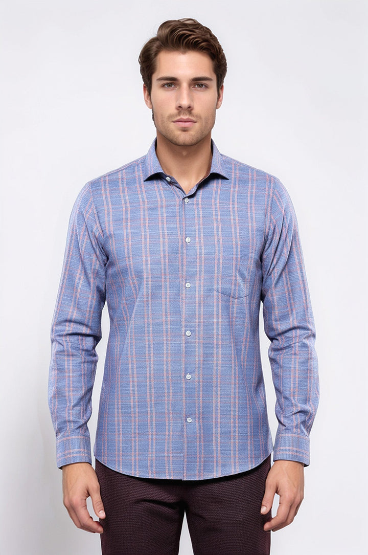 Chemise bleue à carreaux décontractée | Wess