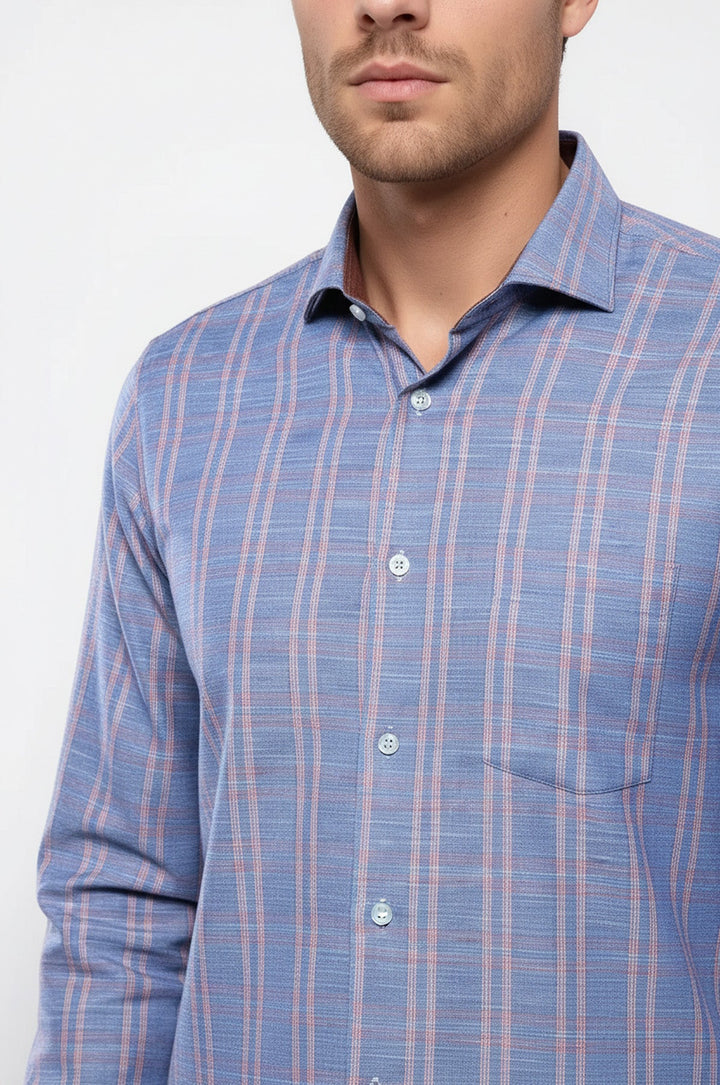 Chemise bleue à carreaux décontractée | Wess