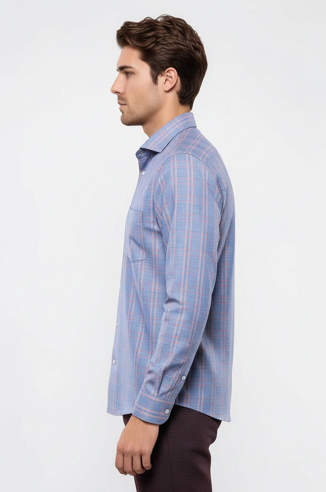 Chemise bleue à carreaux décontractée | Wess