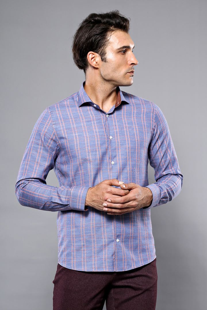 Casual Plaid Blue Shirt | Wessi