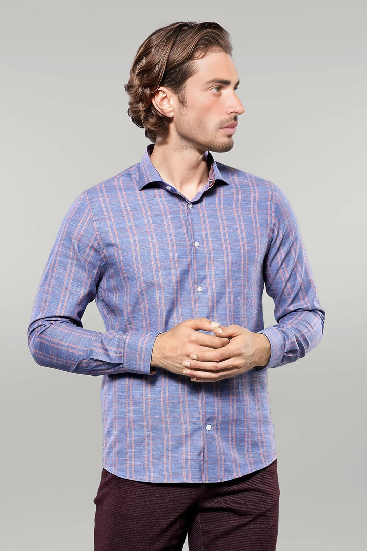 Casual Plaid Blue Shirt | Wessi