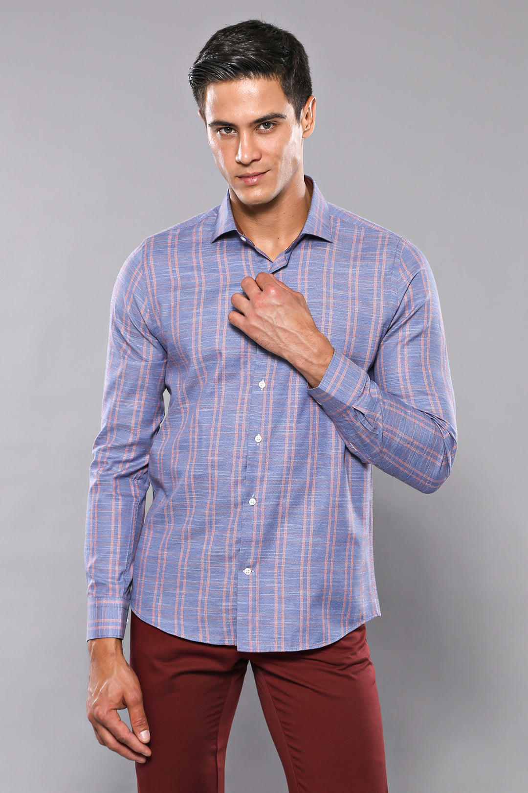 Camisa casual azul a cuadros | wess