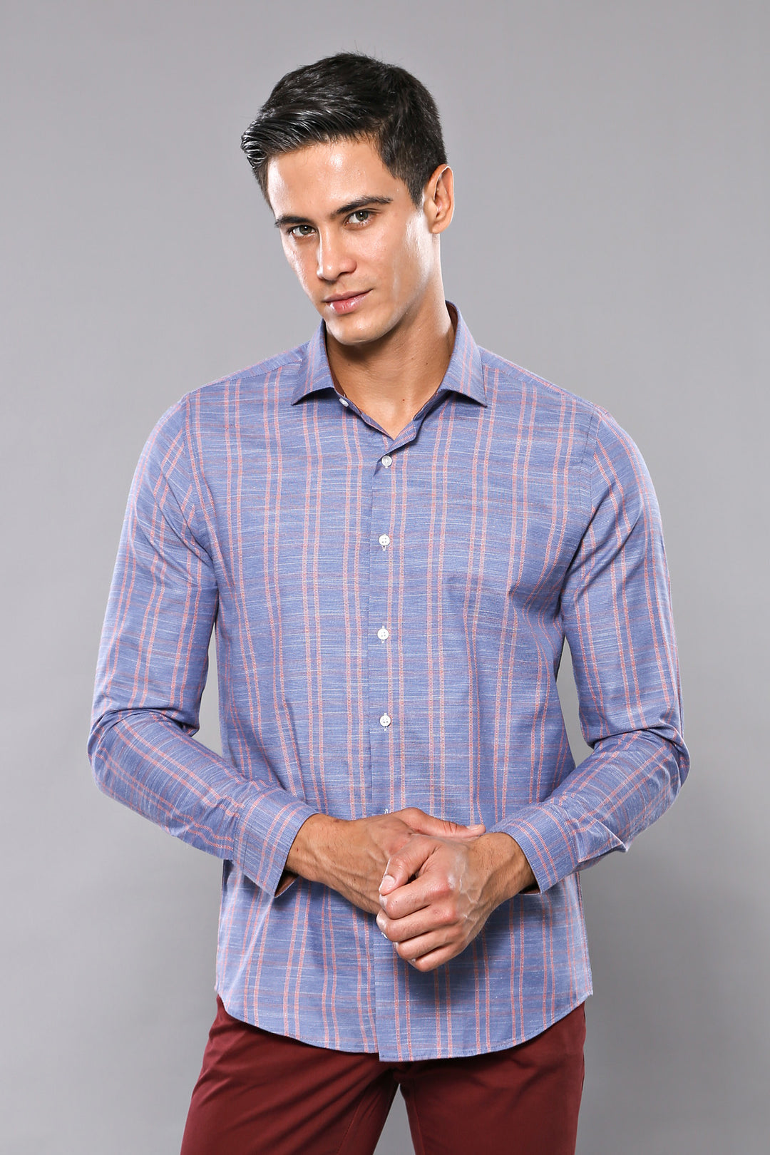 Camisa casual azul a cuadros | wess
