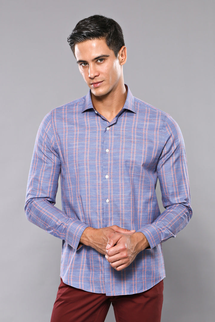 Camisa casual azul a cuadros | wess