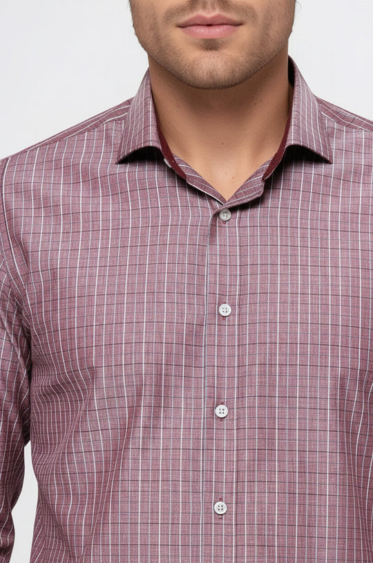 Camisa a cuadros burdeos de corte entallado | wess
