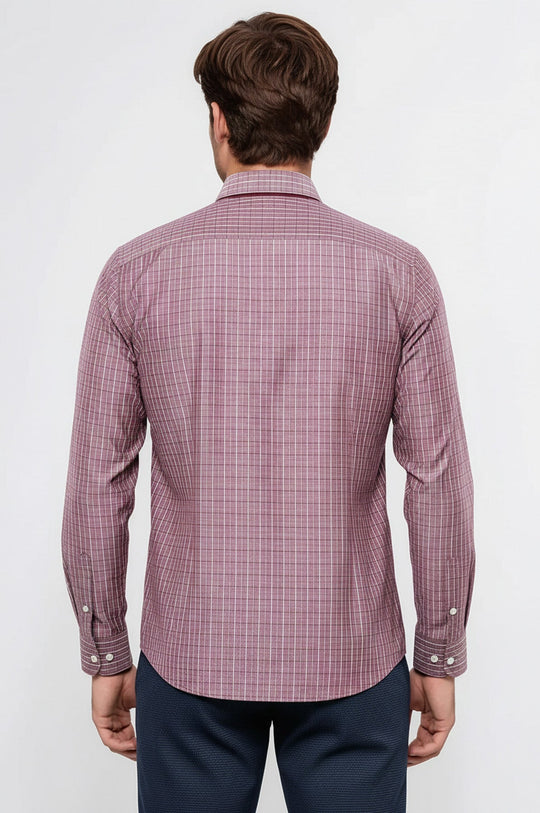 Camisa a cuadros burdeos de corte entallado | wess