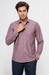 Slim-Fit Burgundy Plaid Shirt | Wessi