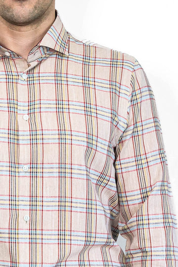 Beige Plaid Slim-Fit Shirt | Wessi - Wessi