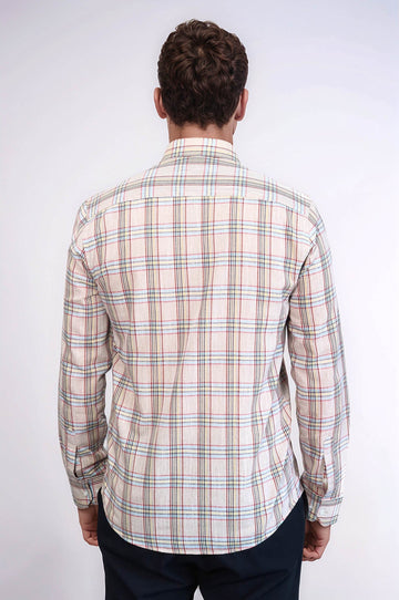 Beige Plaid Slim-Fit Shirt | Wessi - Wessi