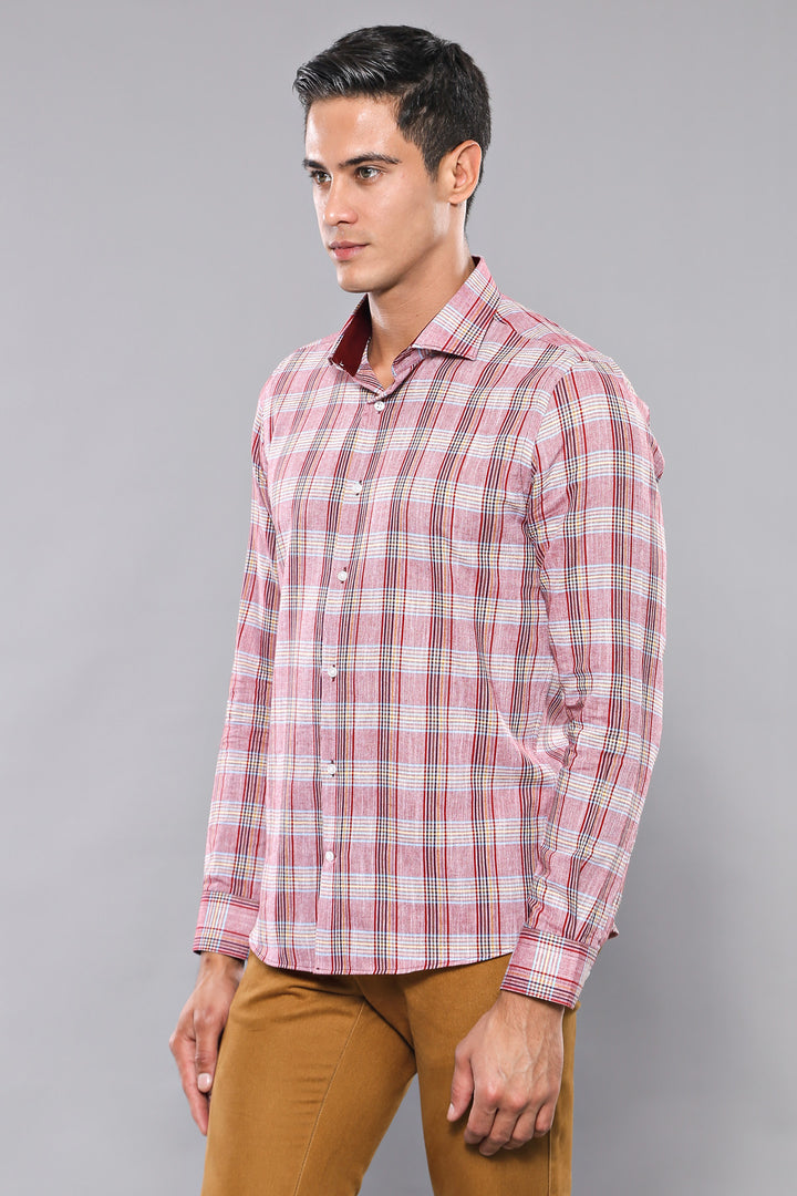 Burgundy Casual Plaid Shirt | Wessi