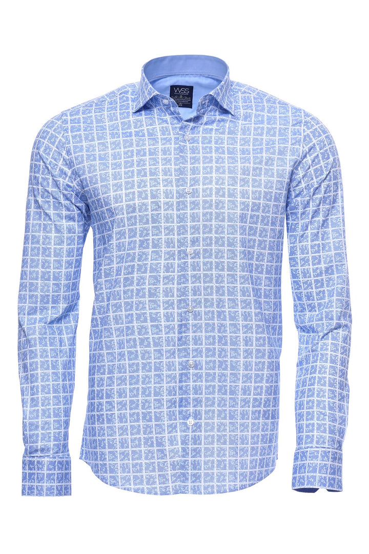 Chemise Bleu Clair à Carreaux à Motifs - Wessi