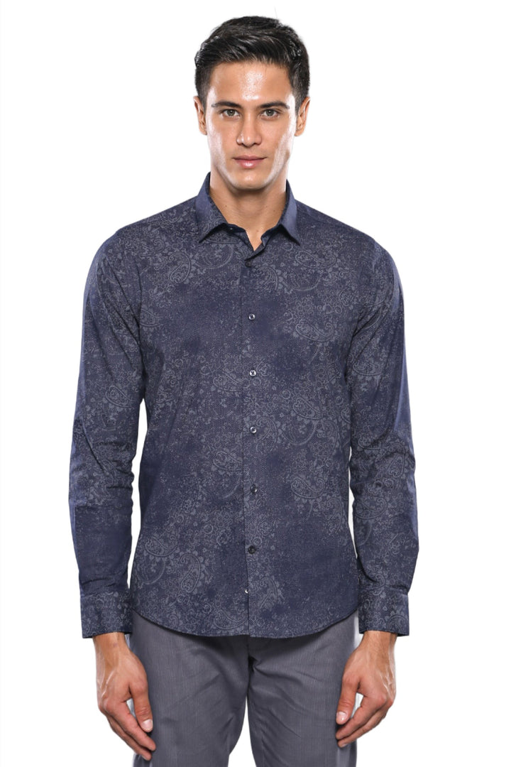 Patterned Navy Blue Shirt | Wessi - Wessi