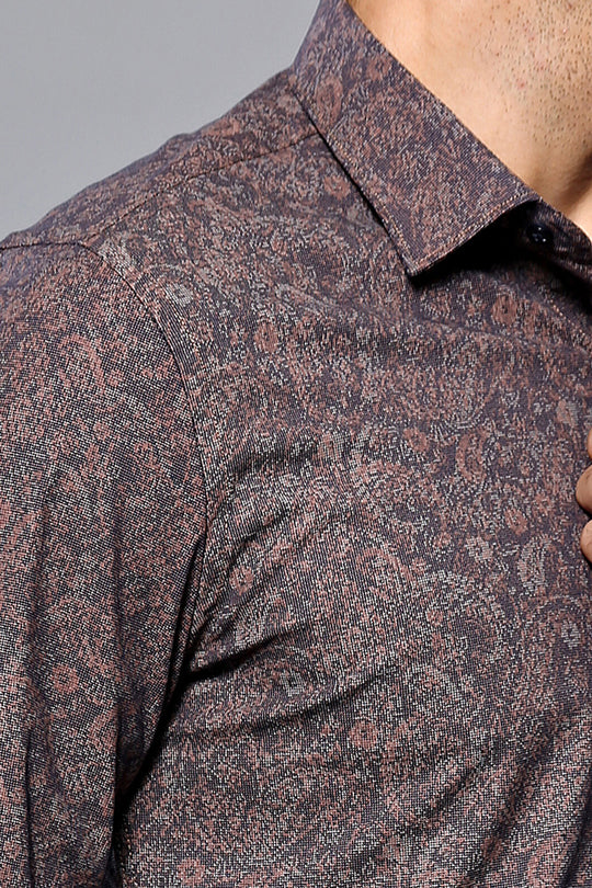 Camisa estampada marrón | Wessi - Wessi
