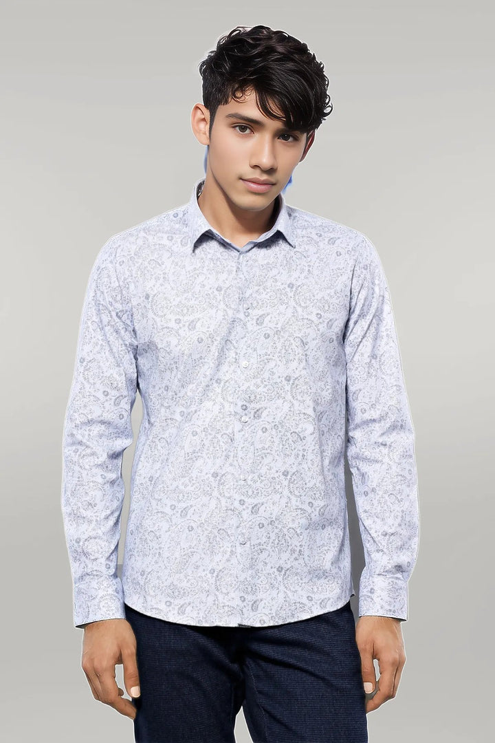 Patterned Men's White Shirt | Wessi