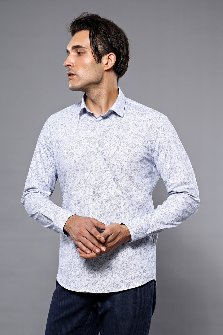 Patterned Men's White Shirt | Wessi