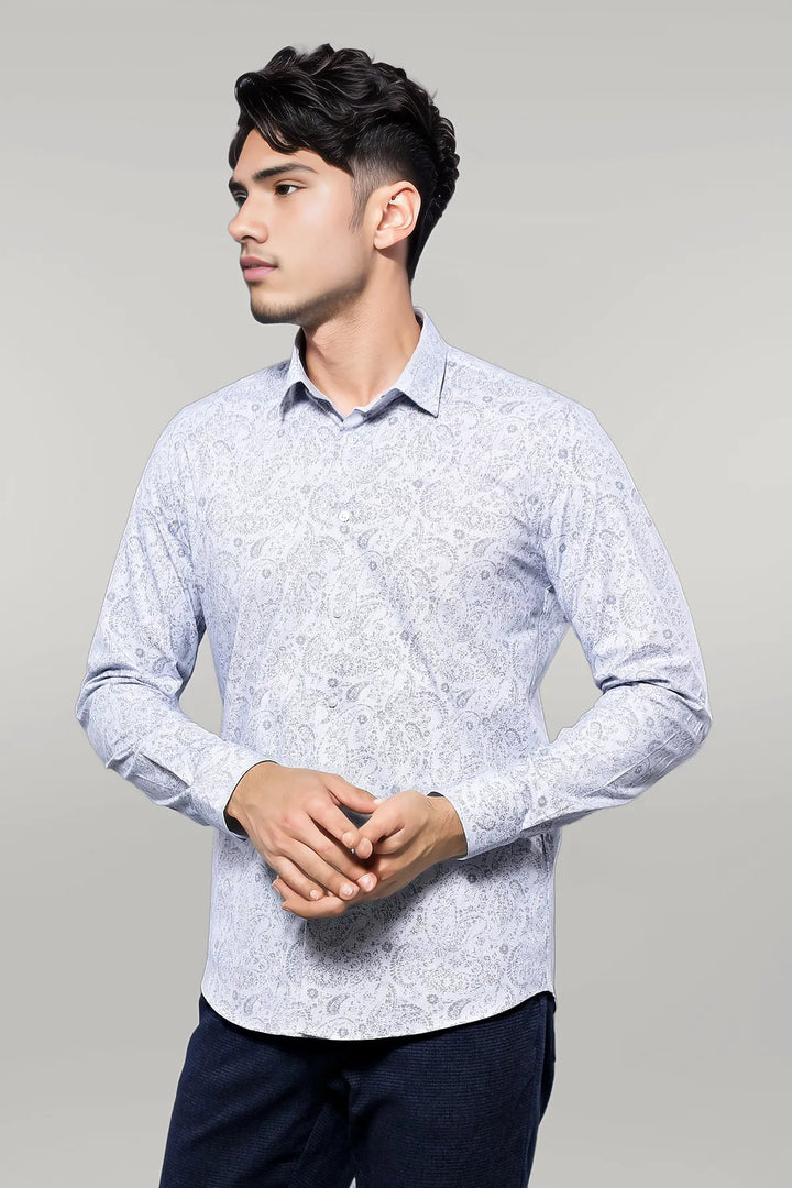 Patterned Men's White Shirt | Wessi