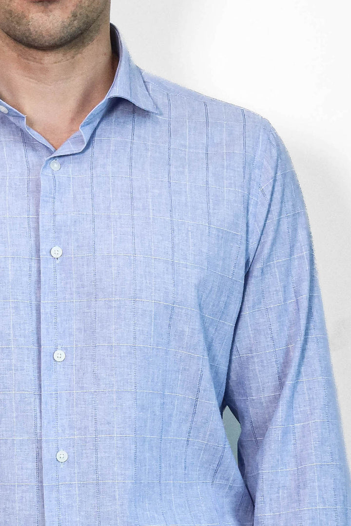 Camicia a quadri a maniche lunghe blu | Wess