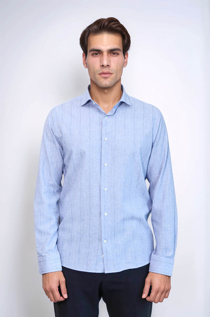Camicia a quadri a maniche lunghe blu | Wess