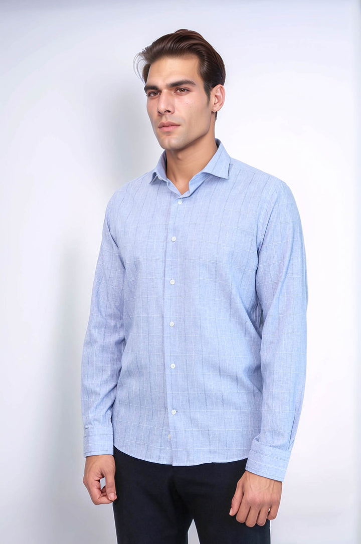 Camicia a quadri a maniche lunghe blu | Wess