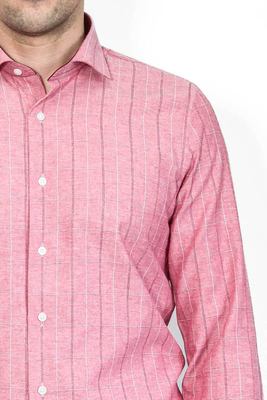 Checked Light Burgundy Men's Shirt | Wessi Wessi - Discover Diversity Checked Light Burgundy Men's Shirt | Wessi Wessi - Discover Diversity