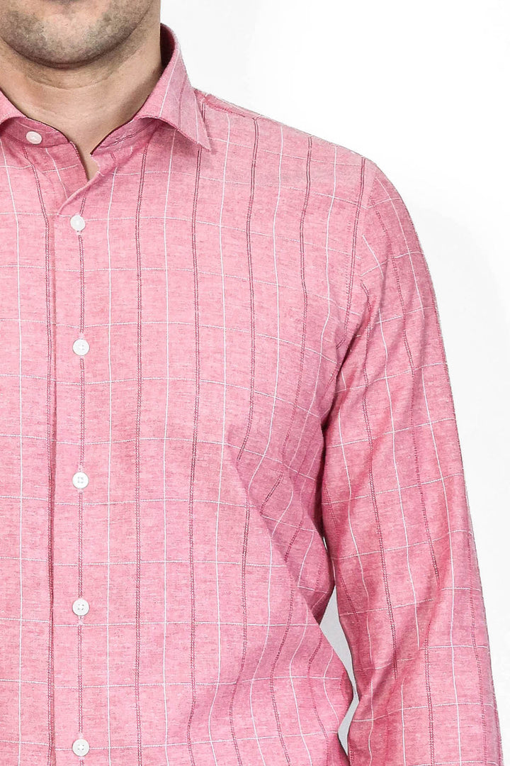 Camicia da uomo a quadri bordeaux chiaro | Wess