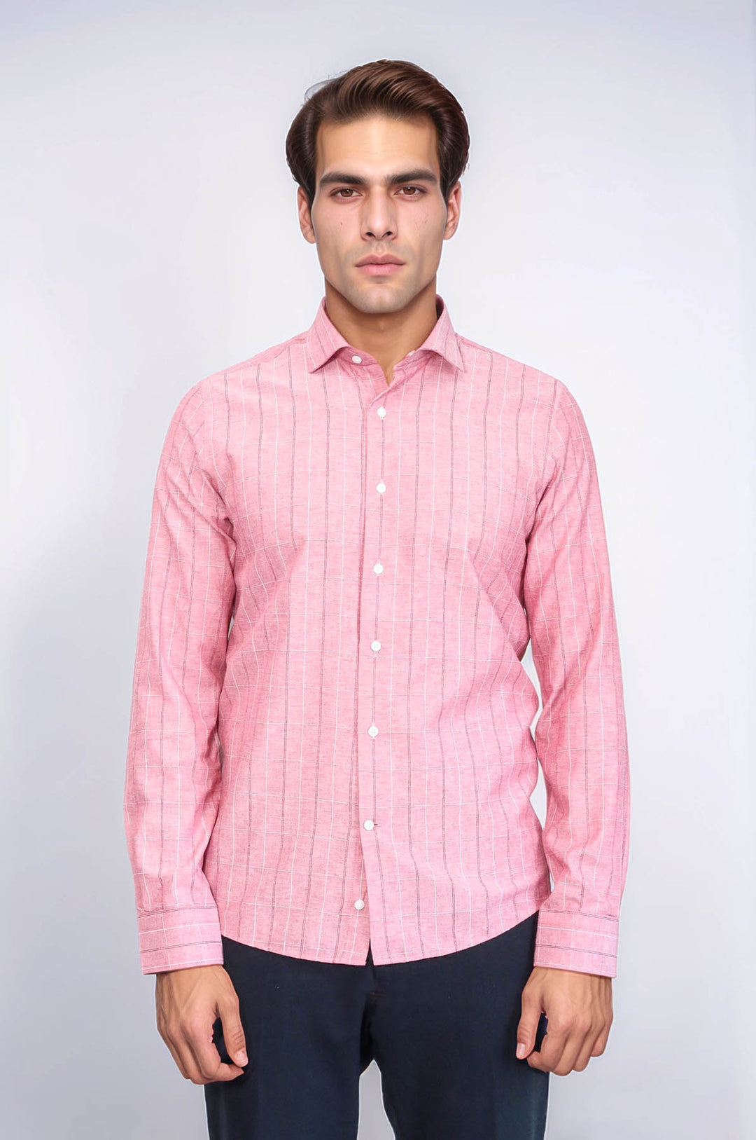 Camicia da uomo a quadri bordeaux chiaro | Wess