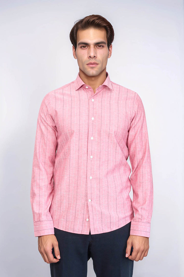 Camicia da uomo a quadri bordeaux chiaro | Wess
