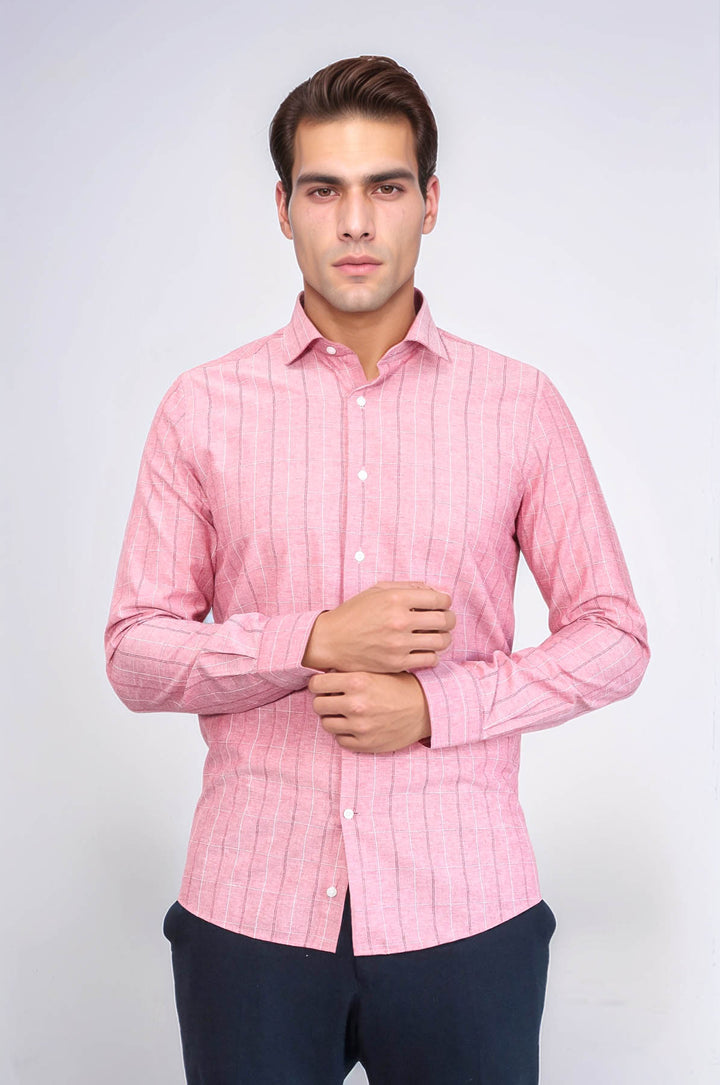 Camicia da uomo a quadri bordeaux chiaro | Wess