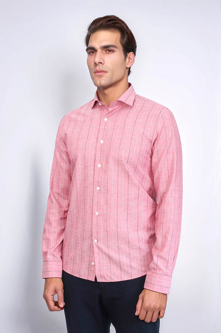 Camicia da uomo a quadri bordeaux chiaro | Wess