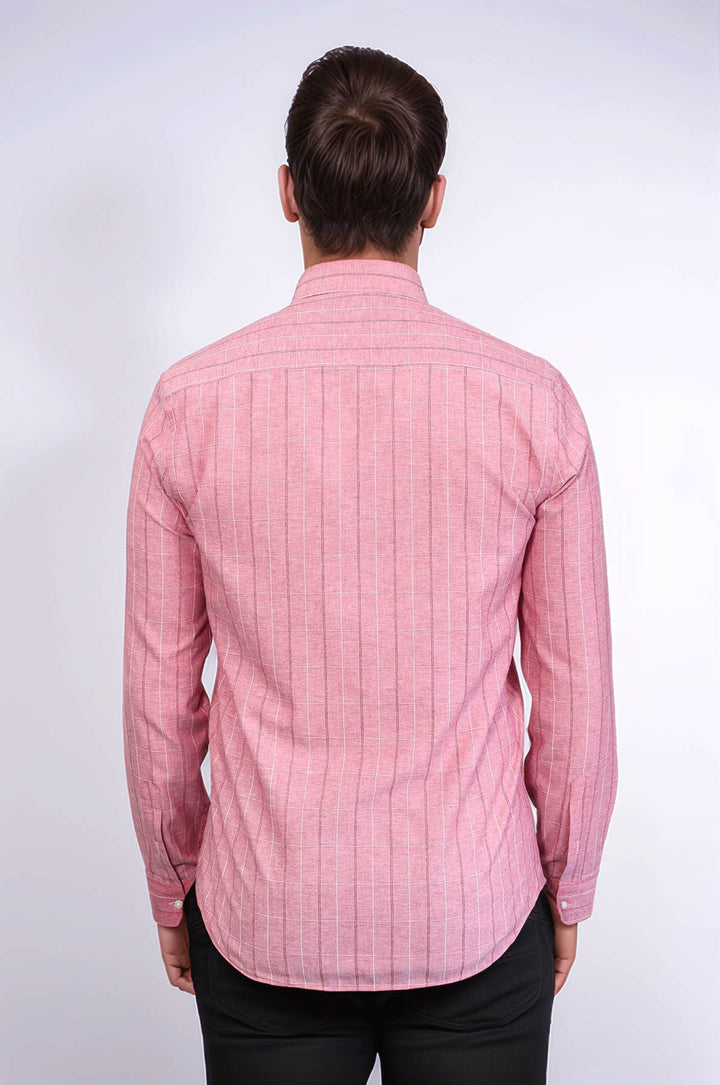 Camicia da uomo a quadri bordeaux chiaro | Wess