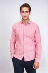 Camicia da uomo a quadri bordeaux chiaro | Wess
