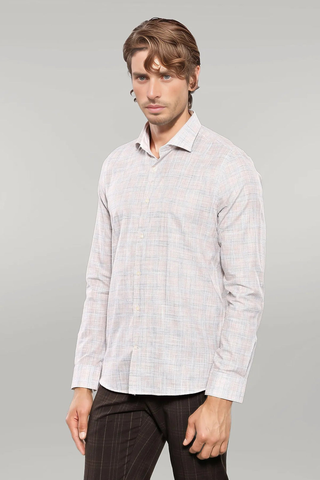 Checked Beige Shirt - Wessi