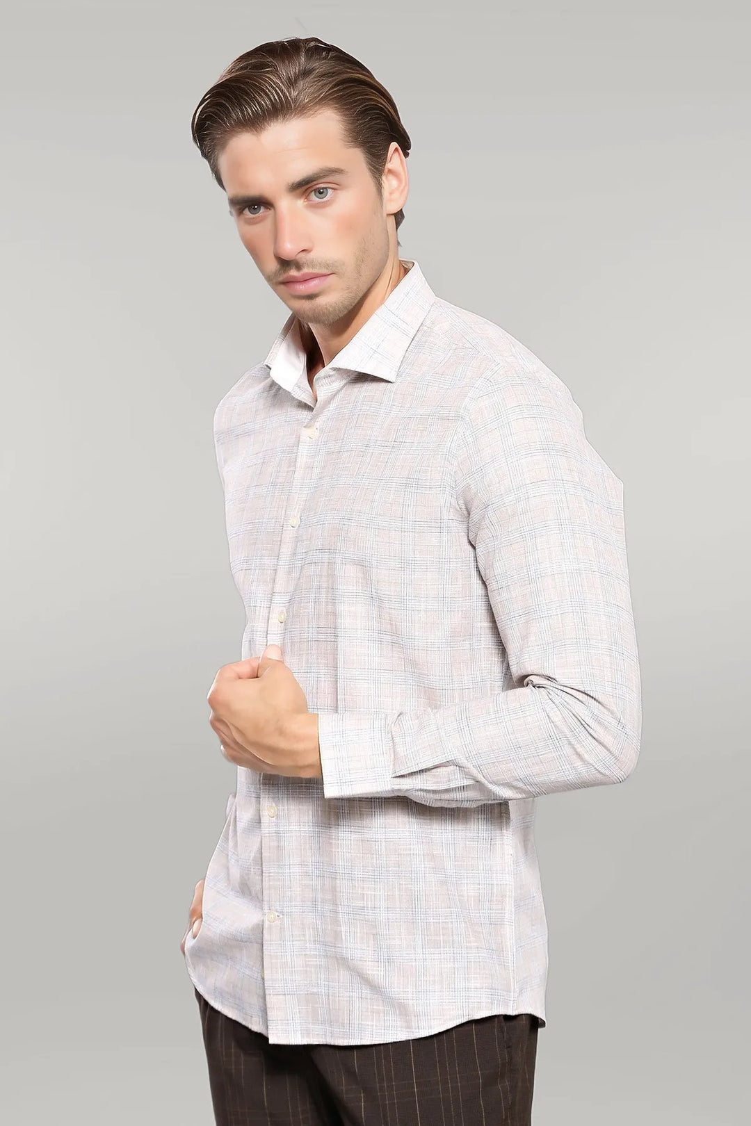 Checked Beige Shirt - Wessi