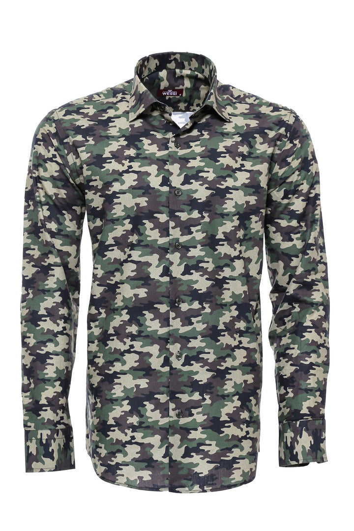 Camisa con estampado de camuflaje verde - Wessi