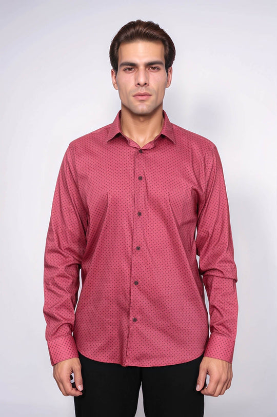 Camisa Hombre Estampada Slim Fit Burdeos - Wessi